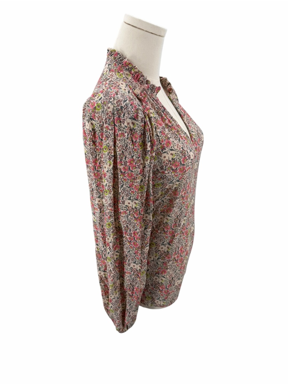 Nation Ltd Floral Ruffle Claudine Yoked Tee Superbloom Pink Bohemian Dainty Sz S - Picture 6 of 13